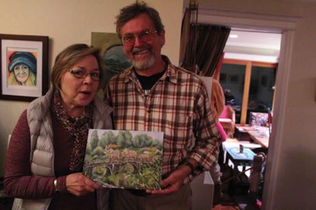 Holiday party gift exchange - Sue C drew Attila's painting